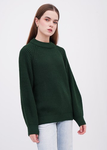 Фото ракурс 1 - Жіночий зелений светр EQUILIBRI артикул W342 012 002 Green FW2025