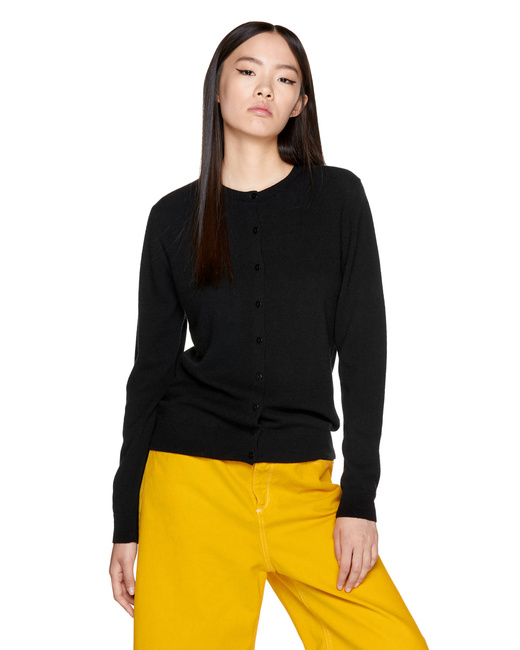 Фото ракурс 1 - Женский черный кардиган Benetton артикул 1002D5485 100 25A