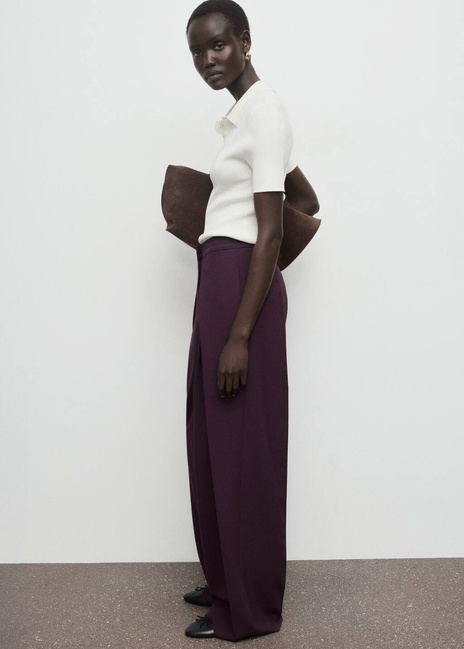 Фото ракурс 5 - Жіночі бордові брюки Mango артикул 17087909 76 1 season