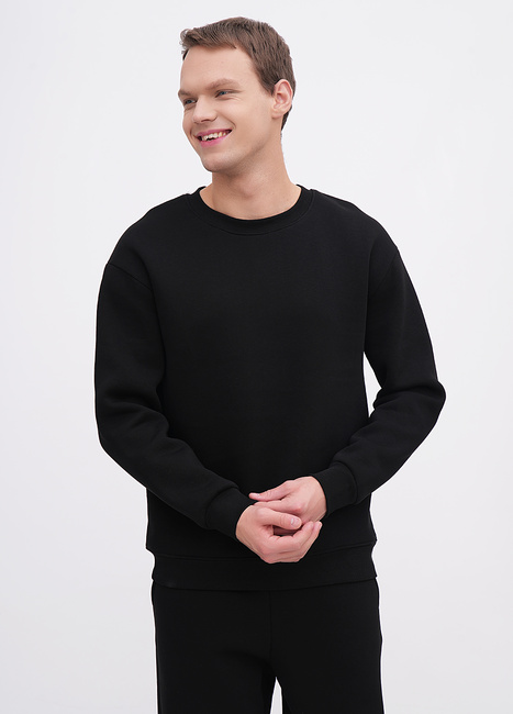 Фото ракурс 1 - Чоловічий чорний світшот EQUILIBRI артикул M231 003 000 Black FW2025