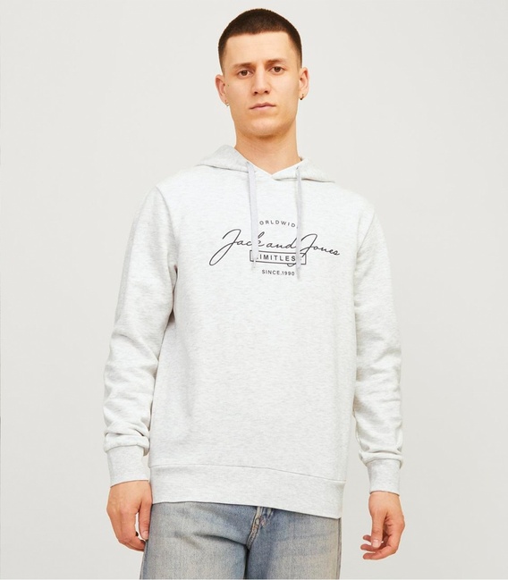 Фото ракурс 1 - Чоловіче сірe худі Jack & Jones артикул 12256838 WHITE MELANGE FW2024