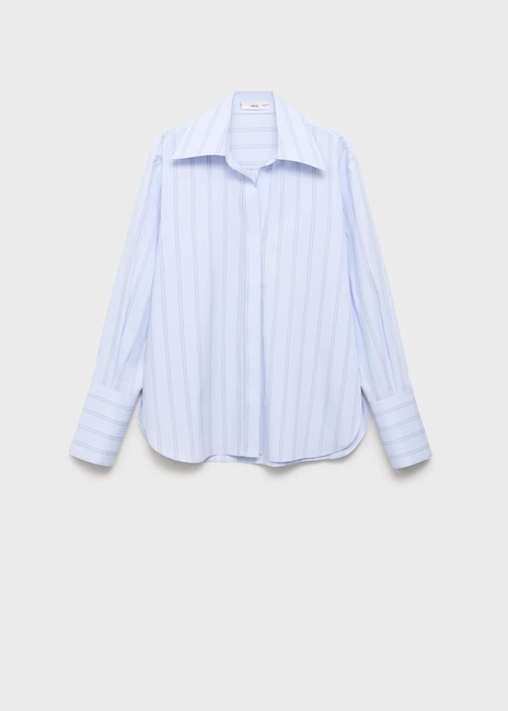 Женская голубая рубашка Mango артикул 17024081 50 1 season Фото ракурс 3 - Женская голубая рубашка Mango артикул 17024081 50 1 season