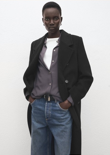 Женское черное пальто Mango артикул 27091186 99 2 season Фото ракурс 5 - Женское черное пальто Mango артикул 27091186 99 2 season