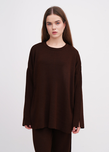 Фото ракурс 1 - Жіночий коричневий светр EQUILIBRI артикул W391 055 100 Brown FW2025