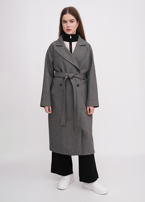 Женское серое пальто EQUILIBRI артикул BW173002 000 Grey FW2025 Фото ракурс 1 - Женское серое пальто EQUILIBRI артикул BW173002 000 Grey FW2025