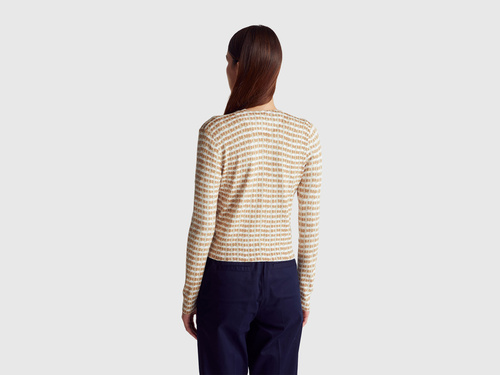 Фото ракурс 2 - Жіночий бежевий кардиган Benetton артикул 12F3D5028 902 25A