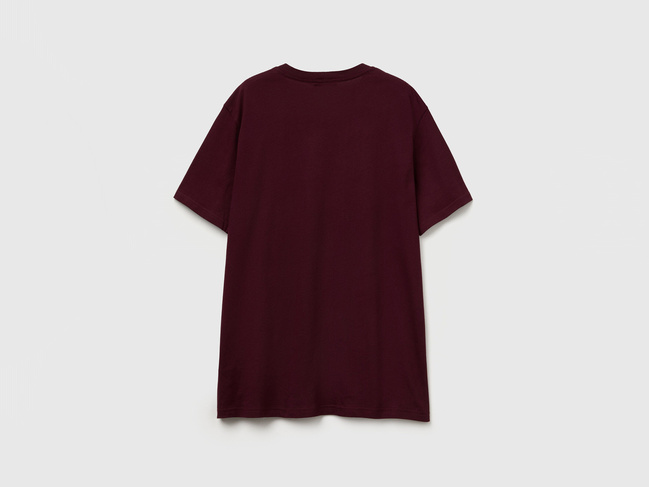 Фото ракурс 3 - Чоловіча бордова футболка Benetton артикул 3U53J1F15 34D 25A