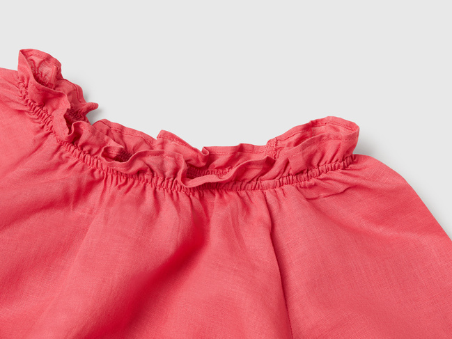 Коралловая блузка для девочек Benetton артикул 5IPVCQ03S.G 11F 25P Фото ракурс 3 - Коралловая блузка для девочек Benetton артикул 5IPVCQ03S.G 11F 25P