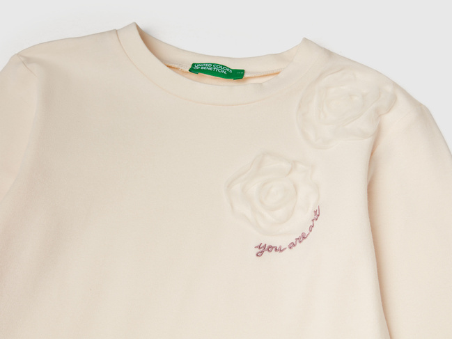 Фото ракурс 3 - Бежевий лонгслів для дівчаток Benetton артикул 3P4ZG10KP.P 0R2 25A