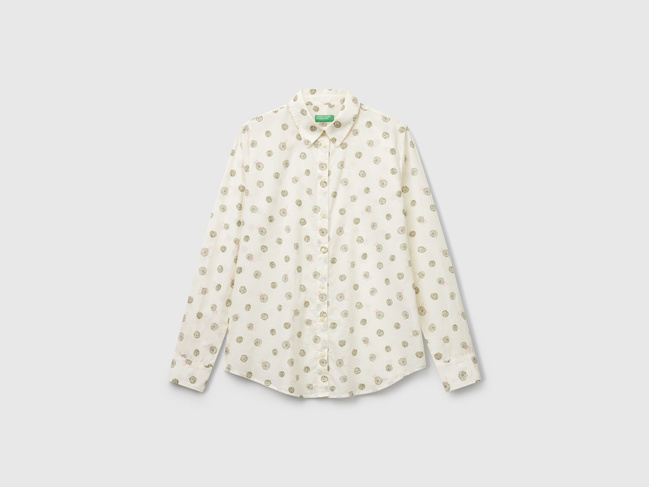 Женская молочная рубашка Benetton артикул 5Q6SDQ0AY 66M 25A Фото ракурс 4 - Женская молочная рубашка Benetton артикул 5Q6SDQ0AY 66M 25A