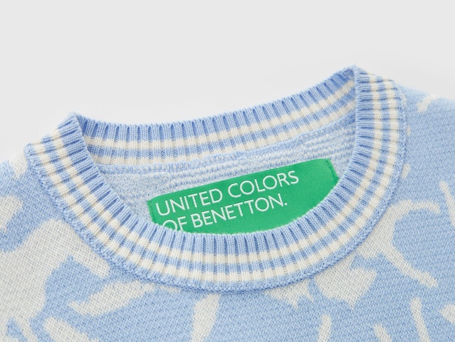 Фото ракурс 4 - Женский голубой свитер Benetton артикул 1094E109I 2K3 24P