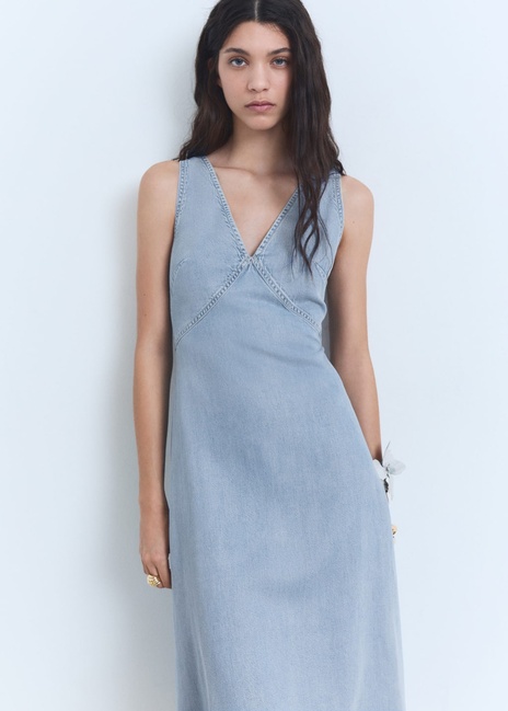 Женское голубое платье Mango артикул 87028650 TC 8 season Фото ракурс 1 - Женское голубое платье Mango артикул 87028650 TC 8 season