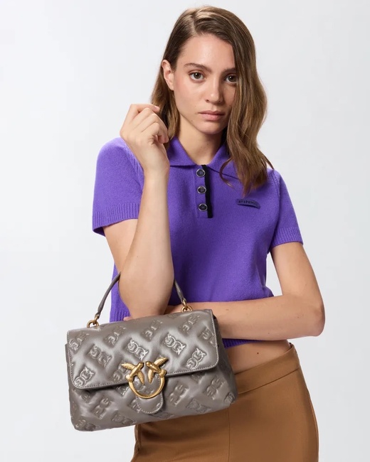 Фото ракурс 5 - Жіноча сіра сумка Pinko артикул 100043-A2JX K33Q FW2025