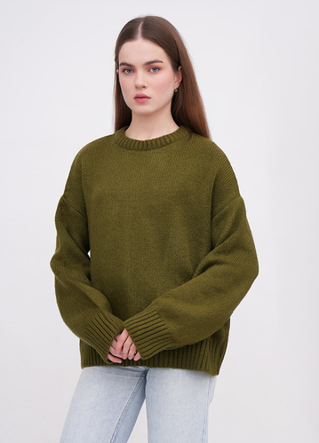 Фото ракурс 1 - Женский зеленый свитер EQUILIBRI артикул W342 054 002 LIME FW2025