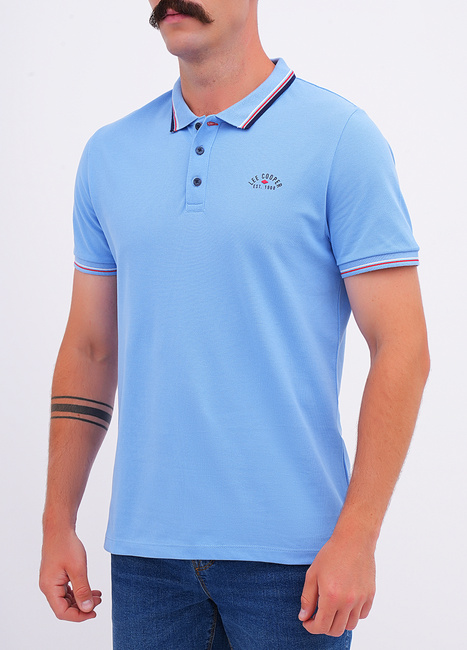 Фото ракурс 3 - Чоловіча синя футболка поло Lee Cooper артикул LCM251-1030 BLISSFUL BLUE FW2025