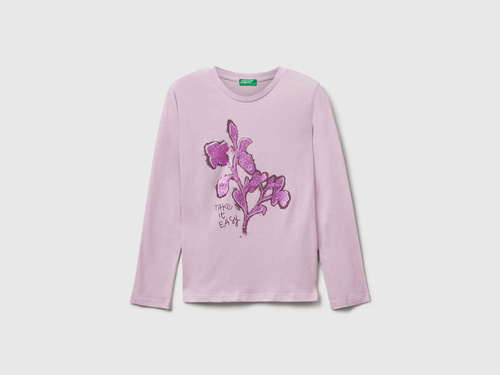 Фото ракурс 1 - Фіолетовий лонгслів Benetton для дівчаток артикул 35RYC10QE.G 0W1 25A