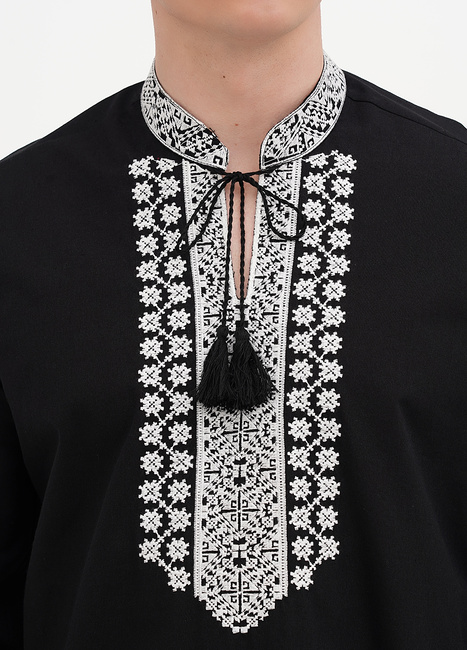 Фото ракурс 4 - Чоловіча чорна сорочка EQUILIBRI артикул M422 003 000 Black SS2025