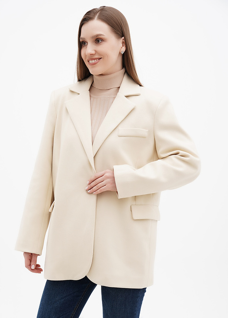 Фото ракурс 1 - Женский бежевый пиджак EQUILIBRI артикул W470 001 000 Beige FW2024