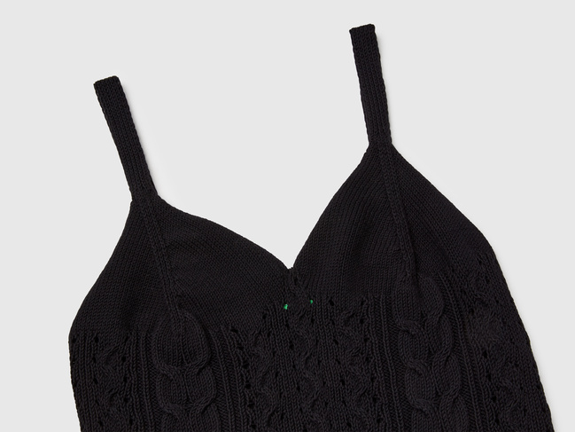 Жіноча чорна майка Benetton артикул 101TDH01B 100 25P Фото ракурс 4 - Жіноча чорна майка Benetton артикул 101TDH01B 100 25P