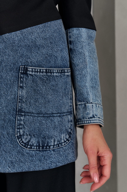 Фото ракурс 5 - Женский черный пиджак EQUILIBRI артикул BW470001 000 Black SS2025