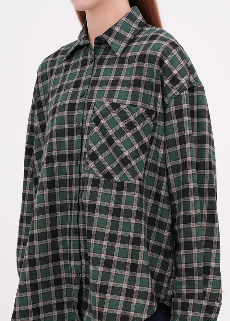 Фото ракурс 3 - Жіноча зелена сорочка EQUILIBRI артикул W422 023 003 Green FW2025