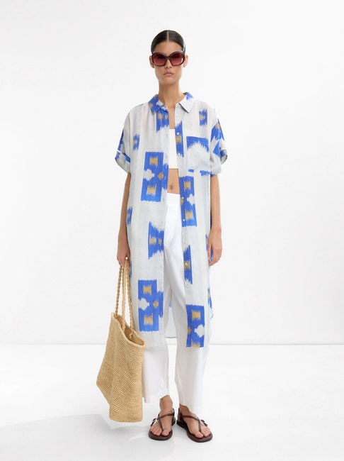 Жіноча блакитно-молочна сукня Parfois артикул 234102 _BM FW2025 Фото ракурс 1 - Жіноча блакитно-молочна сукня Parfois артикул 234102 _BM FW2025