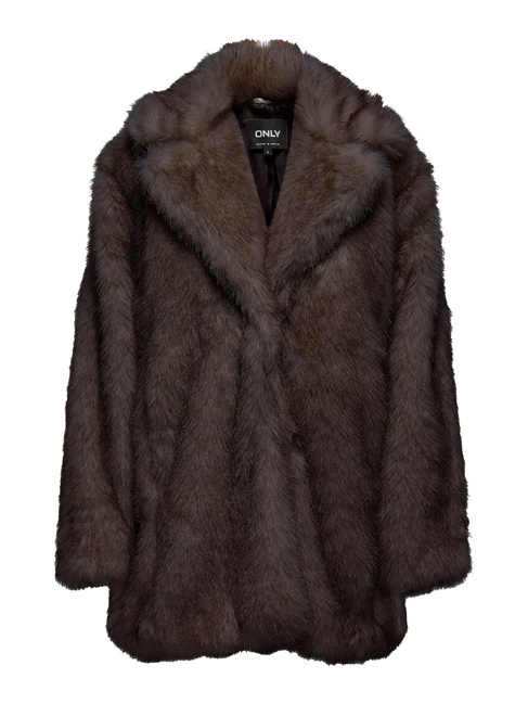 Женская коричневая шуба Only артикул 15348976 Chocolate Torte FW2025 Фото ракурс 1 - Женская коричневая шуба Only артикул 15348976 Chocolate Torte FW2025