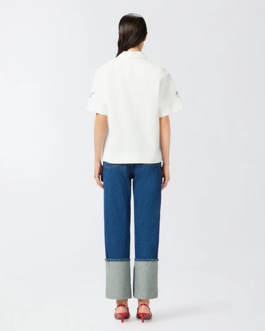 Женская белая рубашка Pinko артикул 105073-A2KQ ZZ1 SS2025 Фото ракурс 2 - Женская белая рубашка Pinko артикул 105073-A2KQ ZZ1 SS2025