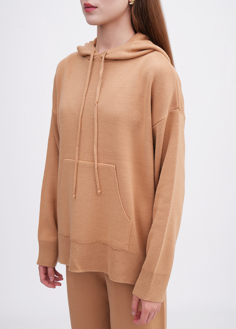 Фото ракурс 3 - Жіноче коричневe худі EQUILIBRI артикул W391 041 100 Mocco FW2025