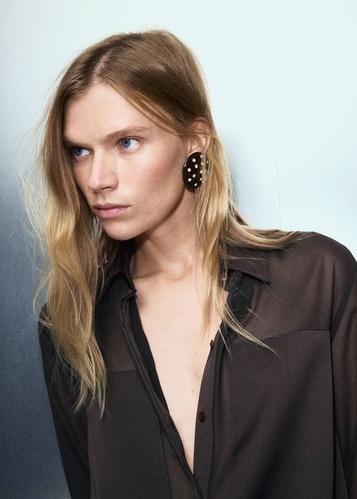 Фото ракурс 2 - Жіноча коричнева сорочка Mango артикул 17049104 32 1 season