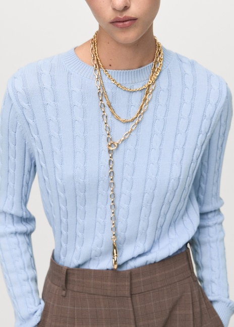 Женский голубой джемпер Mango артикул 17005831 50 1 season Фото ракурс 5 - Женский голубой джемпер Mango артикул 17005831 50 1 season