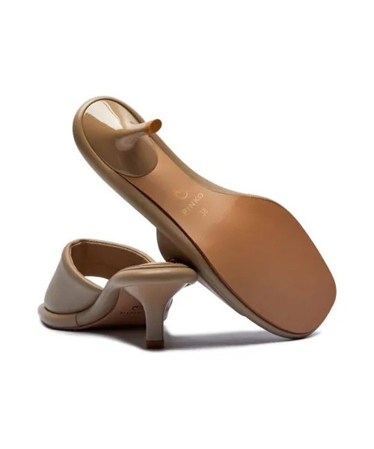 Женские бежевые босоножки Pinko артикул SD0277-P003 I35 SS2025 Фото ракурс 4 - Женские бежевые босоножки Pinko артикул SD0277-P003 I35 SS2025