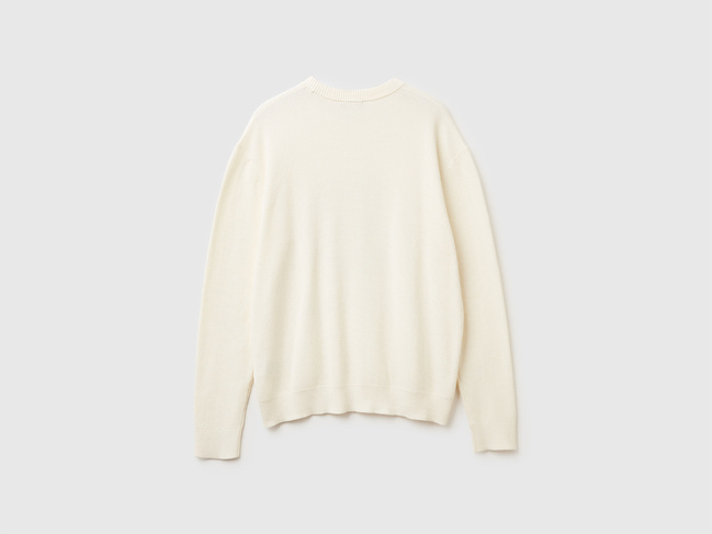 Чоловічий бежевий светр Benetton артикул 10C1K10AI 0R2 25A Фото ракурс 2 - Чоловічий бежевий светр Benetton артикул 10C1K10AI 0R2 25A