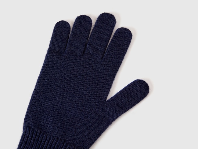 Женские синие перчатки Benetton артикул 1202DG00E 016 25A Фото ракурс 2 - Женские синие перчатки Benetton артикул 1202DG00E 016 25A