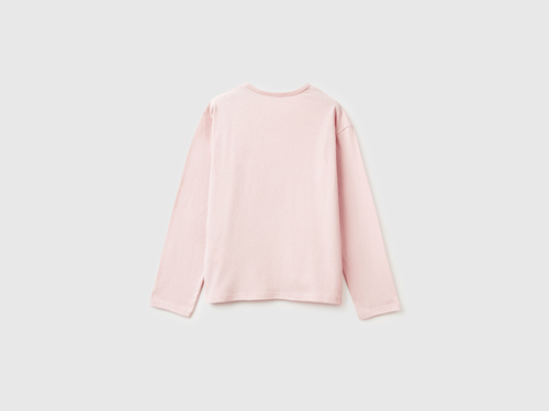 Фото ракурс 2 - Рожевий лонгслів Benetton для дівчаток артикул 3ATNC10RG.G 3V5 25I