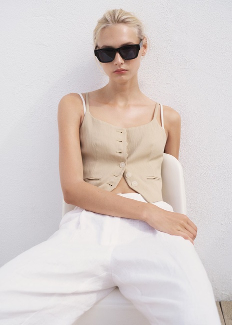 Фото ракурс 5 - Жіночий бежевий жилет Mango артикул 17062534 08 1 season