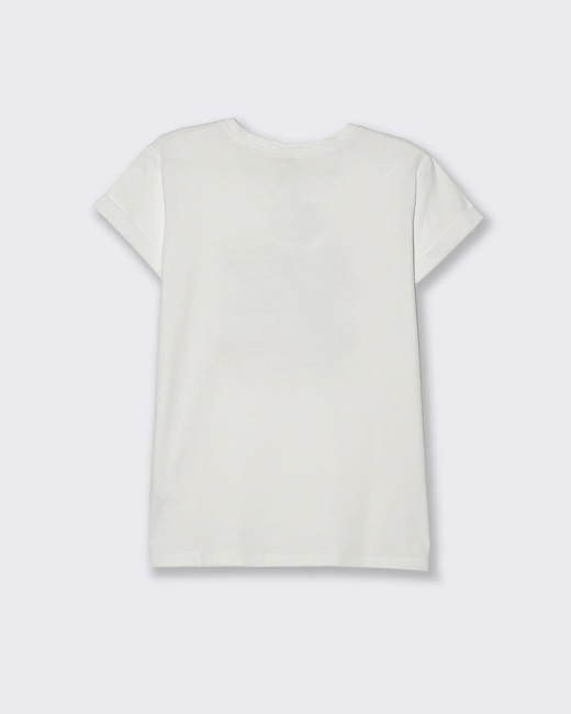 Женская белая футболка Piazza Italia артикул 50028 White SS2025 Фото ракурс 4 - Женская белая футболка Piazza Italia артикул 50028 White SS2025