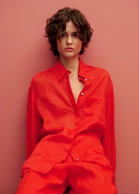 Жіноча червона сорочка Mango артикул 87057166 70 8 season Фото ракурс 1 - Жіноча червона сорочка Mango артикул 87057166 70 8 season