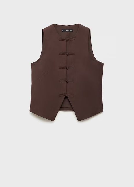 Женский коричневый жилет Mango артикул 17091140 32 1 season Фото ракурс 3 - Женский коричневый жилет Mango артикул 17091140 32 1 season