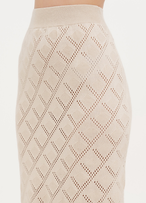 Фото ракурс 3 - Женская бежевая юбка EQUILIBRI артикул W391 035 200 Beige SS2025