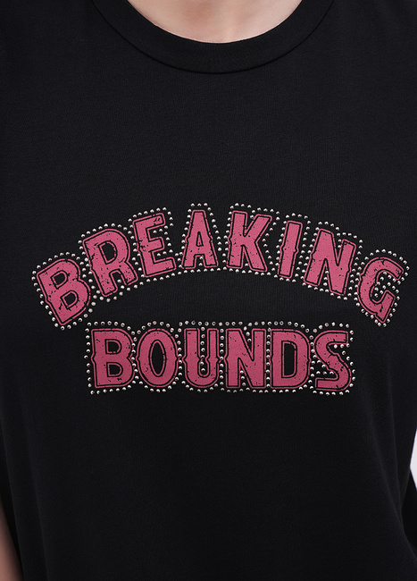 Фото ракурс 4 - Жіноча чорна футболка EQUILIBRI артикул W213 094 000 Black FW2025