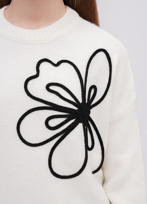 Фото ракурс 4 - Жіночий молочний светр EQUILIBRI артикул W342 071 000 MILK FW2025