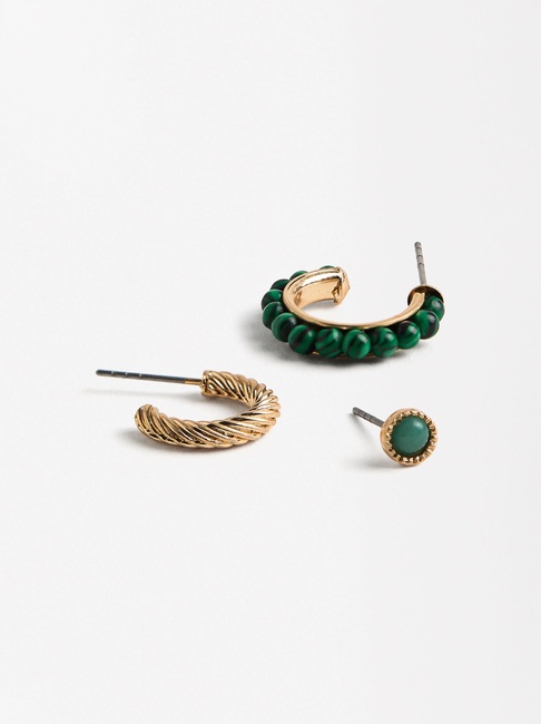 Фото ракурс 2 - Жіночі зелено-золоті сережки Parfois артикул 232425 _HM SS2025