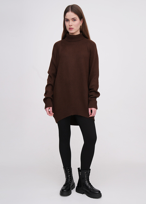 Фото ракурс 3 - Женский коричневый свитер EQUILIBRI артикул W342 084 000 Mocco FW2025