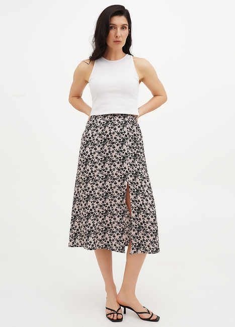 Фото ракурс 1 - Женская бежевая юбка EQUILIBRI артикул W462 009 001 Beige SS2025