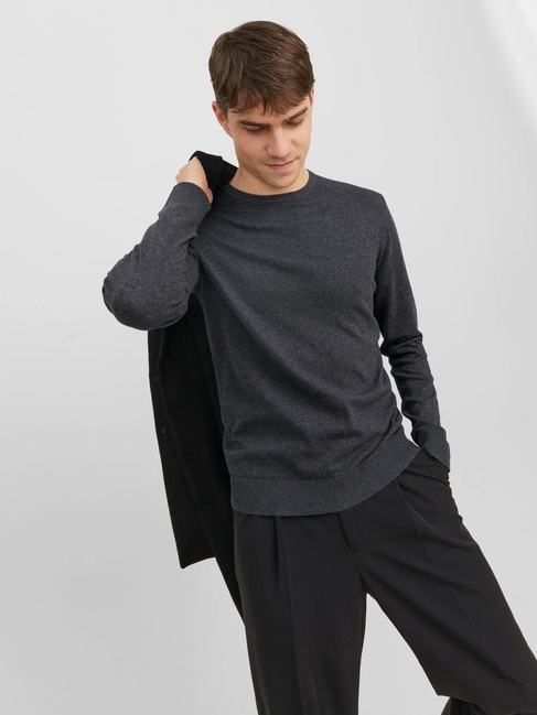 Фото ракурс 7 - Мужской серый джемпер Jack & Jones  артикул 12208364 DARK GREY MELANGE FW2024