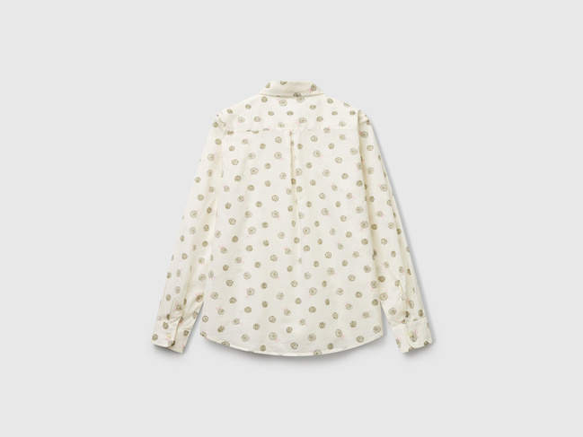 Женская молочная рубашка Benetton артикул 5Q6SDQ0AY 66M 25A Фото ракурс 3 - Женская молочная рубашка Benetton артикул 5Q6SDQ0AY 66M 25A