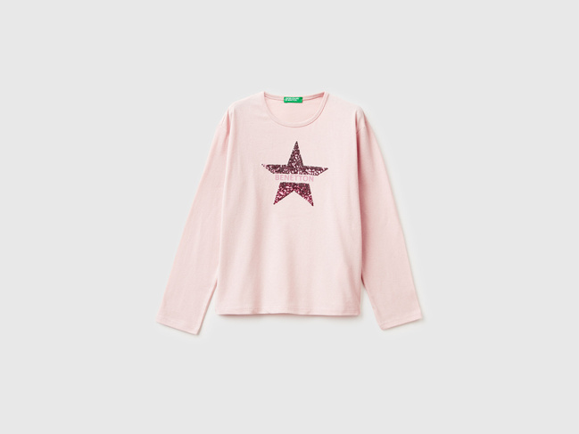 Рожевий лонгслів для дівчаток Benetton артикул 3ATNC10RG.G 3V5 25I Фото ракурс 1 - Рожевий лонгслів для дівчаток Benetton артикул 3ATNC10RG.G 3V5 25I