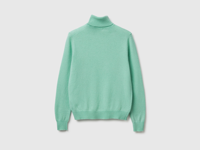 Фото ракурс 2 - Женская бирюзовая водолазка Benetton артикул 1002D2348 34P 25A