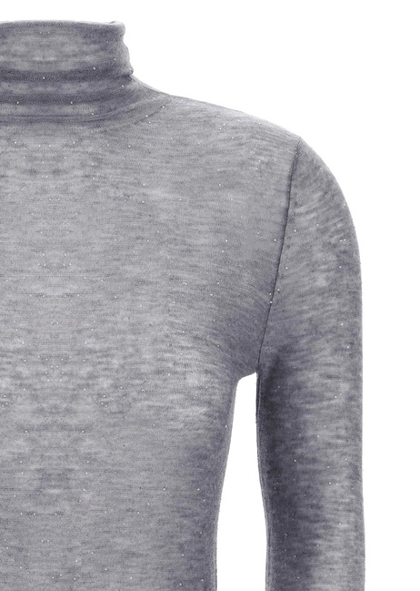 Женский серый джемпер Pinko артикул 105821-A2PM I42 FW2025 Фото ракурс 3 - Женский серый джемпер Pinko артикул 105821-A2PM I42 FW2025